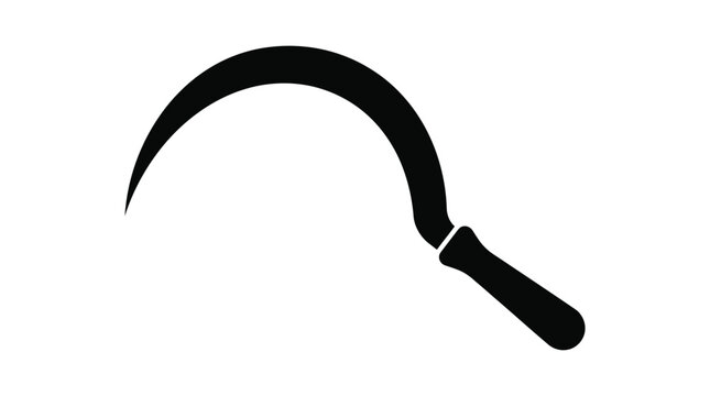 Black silhouette of a traditional hand sickle for harvesting and agriculture