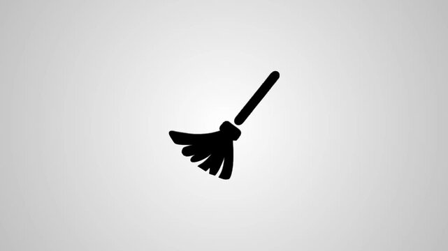 Clean broom sweeping animation with dynamic motion and fluid graphic transition, simple graphic illustration