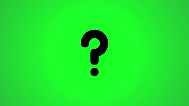 Animated green question mark symbol appearing and animating on a clean green background