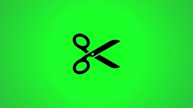 Scissors icon animation on green screen background