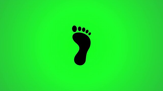 Human footprint icon animation with glossy transition effect on green screen background for video editing and motion design