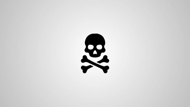 Pirate flag skull and crossbones appearing with shadow effect on clean white background