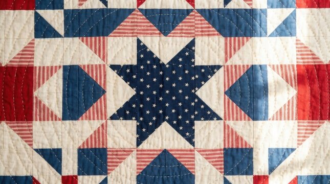 Independence day quilt patriotic american flag star pattern textile design