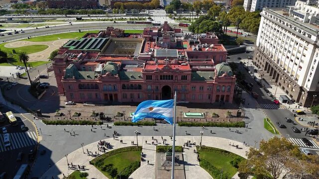 Argentinian flag waving at Casa Rosada in Buenos Aires