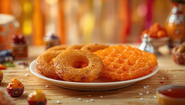 Crispy fafda and sweet jalebi are a beloved snack from Gujarat, highlighted in focus.