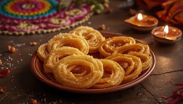 Crispy fafda and sweet jalebi are a beloved snack in Gujarat, India.