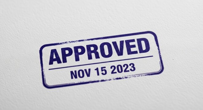 Approved stamp with date november 15 2023 official document validation seal