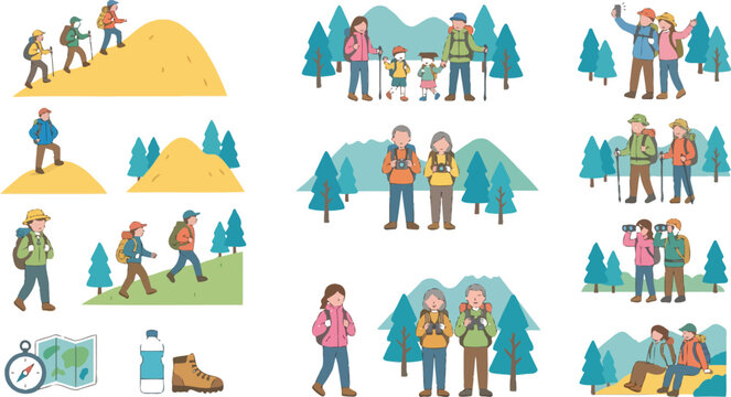 Hiking & Outdoor Adventure Vector Set
