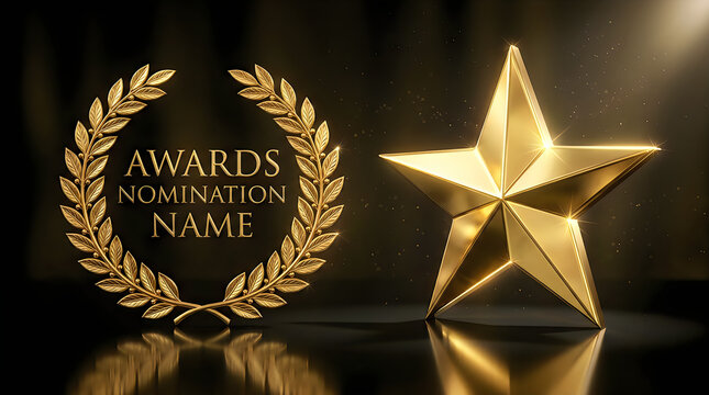 Awards nomination name podium, golden prize event, scene star ceremony. Vector