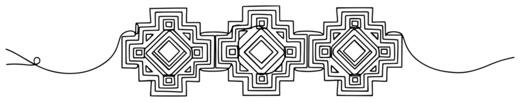 Geometric diamond pattern border in minimalist continuous line art style