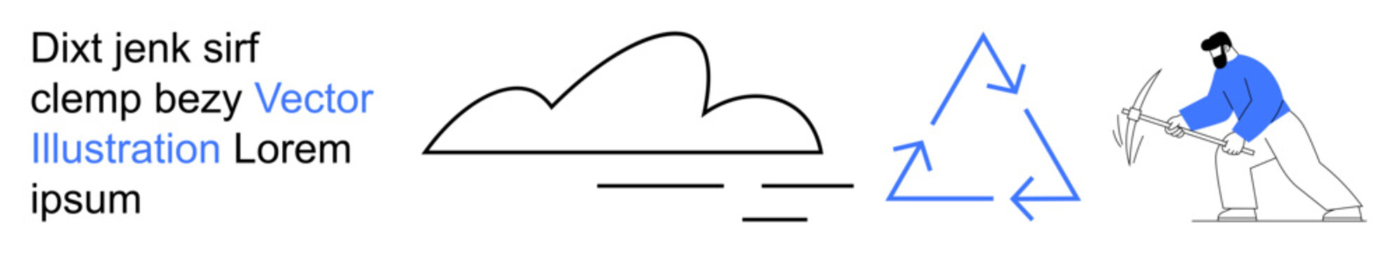 Sustainability, environmental awareness, technology, industry, climate change, recycling. Abstract cloud shape, recycling arrows person with a tool. Sustainability and recycling concepts