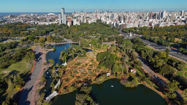 Aerial view of Tres de Febrero park in Buenos Aires
