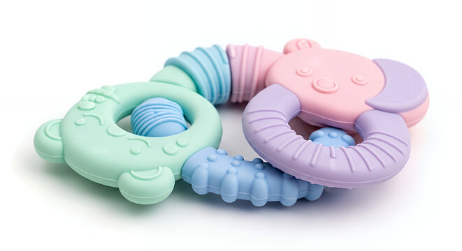 Colorful pastel silicone baby teething toy set 
