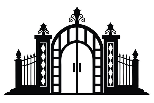 gate silhouette line art vector illustration
