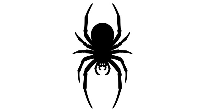 Black Spider Silhouette Icon on White Background