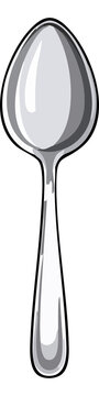 Metal spoon cartoon vector illustration - Silver stainless steel tablespoon icon for cooking, kitchen and restaurant branding