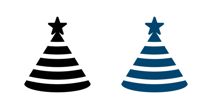 Party Hat Icon Set on Transparent Background. Celebration and Birthday Decoration Symbol. Vector Illustration
