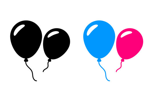 Two Party Balloon Icon Set on Transparent Background. Celebration and Event Symbol. Vector Illustration