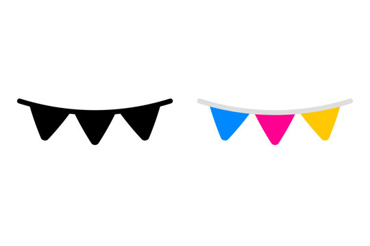 Bunting Flags Icon Set on Transparent Background. Celebration and Festival Decoration Symbol. Vector Illustration