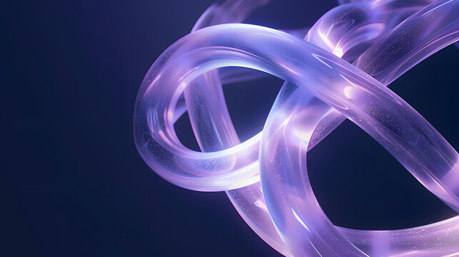 Close-up soft complex geometric knot emitting a pastel purple glow