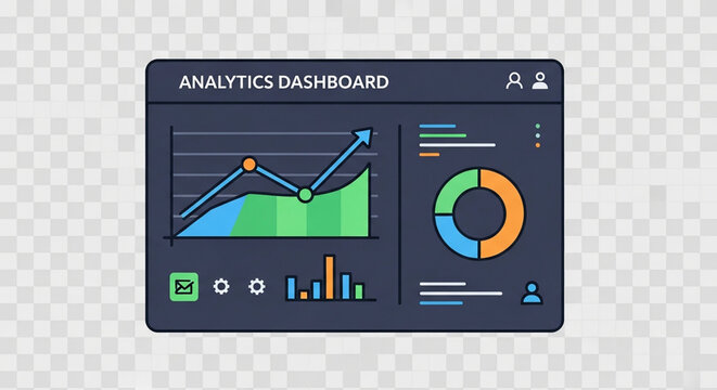 Digital analytics dashboard interface showing various business growth data charts