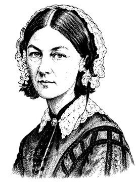 Florence Nightingale Hand-Drawn Ink Vector Portrait Illustration Isolated on Transparent Background
