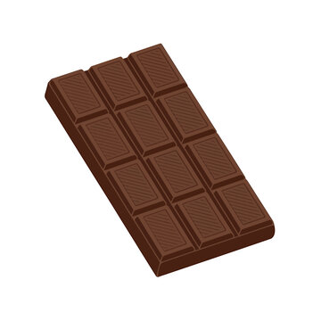Chocolate candy bar with rectangular sections on white background