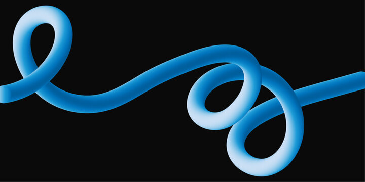 Gradient blue wave shape abstract line on black background silhouette