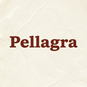 The word Pellagra in a bold, dark red font against a textured, off-white background evokes a sense of urgency and a need for awareness.