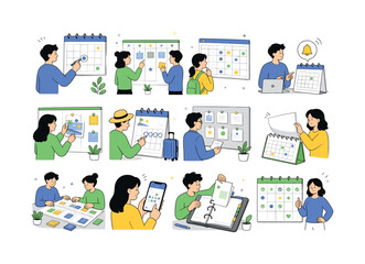 Fototapeta premium Calendar Week Schedule. Calendar, week, day, month, date, agenda, timetable, appointment, event, reminder, school schedule, holiday, vacation planning, business planning, paper page, binder, and
