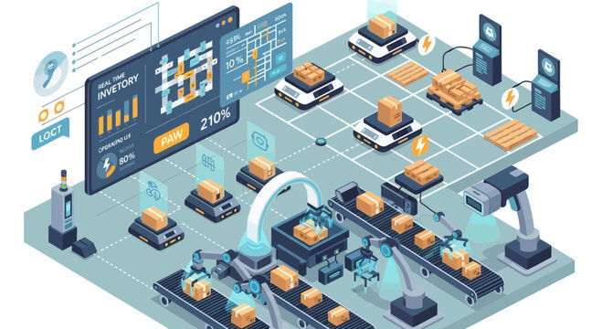 Automated Smart Factory: Robots, Conveyors, AI Dashboard & Logistics