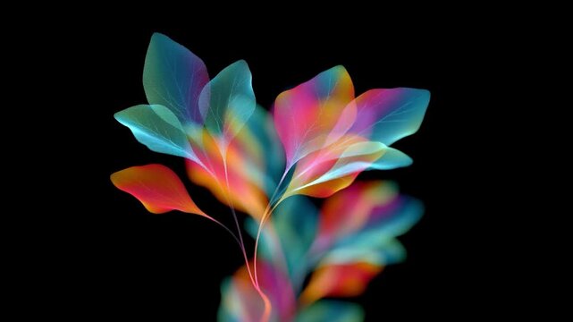 neon plant on a black background