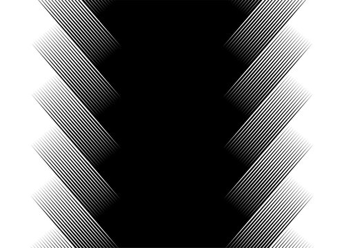 Smooth two-sided vector transition from black to white with stripes of sharp lines. Modern pattern. Design element. Modern vector background for covers, promotion, advertising, packaging.