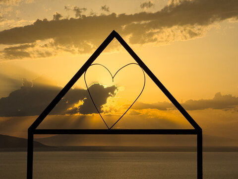 Sunset over Skopelos from the viewpoint near Chora old town, Alonnisos Island, Greece