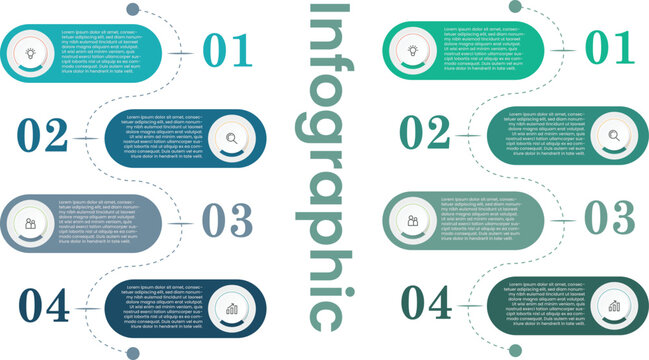Modern infographic template with 4 options, timeline workflow process chart vector layout