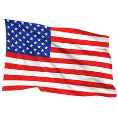Fototapeta premium Waving American flag with red and white stripes and stars on a blue field.