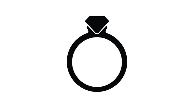 Diamond ring silhouette on a white background