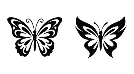 Obraz premium Butterfly silhouettes black and white ornamental designs