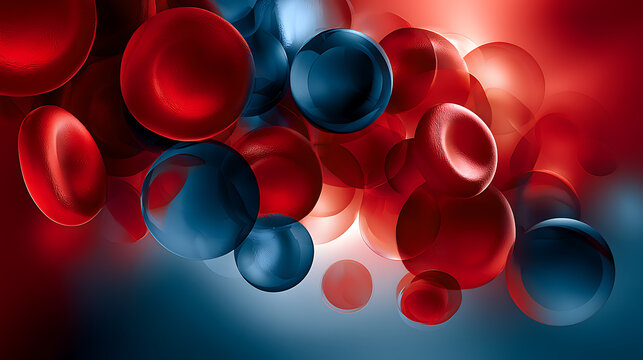 This shows red and blue circular shapes that represent blood cells. They demonstrate how hemolytic uremic syndrome affects human health and blood functions.