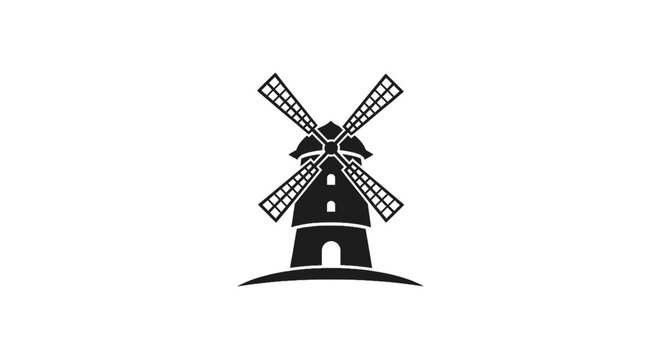 Black silhouette of a windmill.