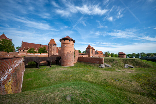 Malbork Castle, on the banks of the Nogat River. Malbork, Poland