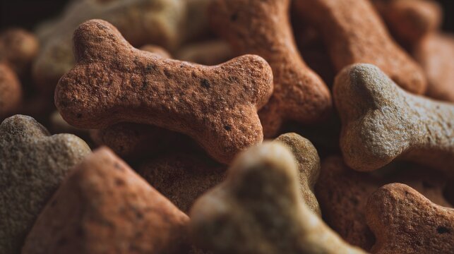 Premium dry dog food kibble pile focusing on texture and canine nutrition