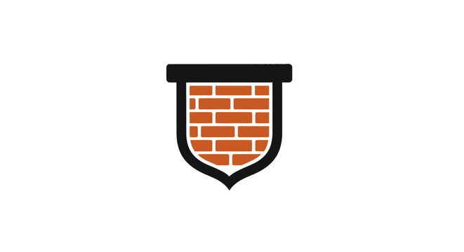 Brick Wall Shield Emblem Design Element.