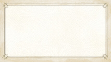 Fototapeta premium Elegant vintage certificate border with subtle textured background and ornate corner details