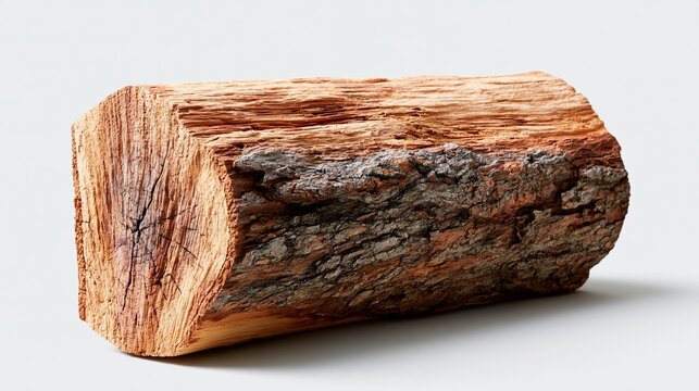 single firewood log isolated with soft cinematic animated cgi style