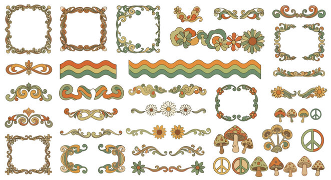 Groovy 70s Psychedelic Frames and Borders Collection.