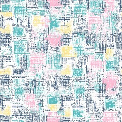 Obraz premium Retro seamless pattern featuring abstract hand painted shapes in warm earthy tones. Artistic mid century modern background for textile and wallpaper design.