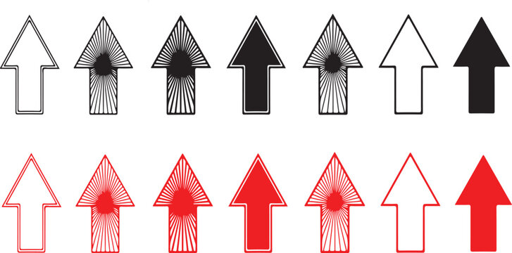 Collection of various black and white arrows with directional indicators