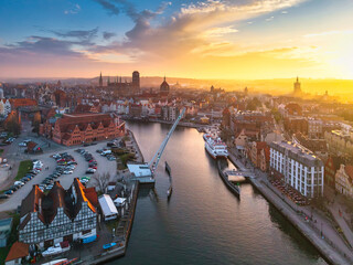 Beautiful Gdansk over the Motlawa river at sunset. Poland © Patryk Kosmider