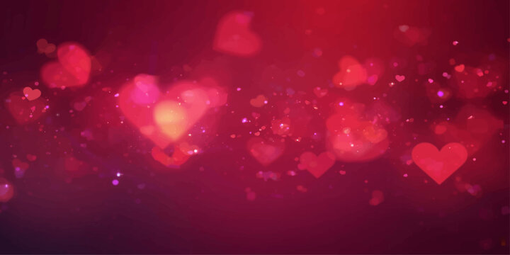 Romantic red heart bokeh background wallpaper for love and Valentine celebration